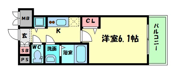 阿波座駅 徒歩3分 4階の物件間取画像